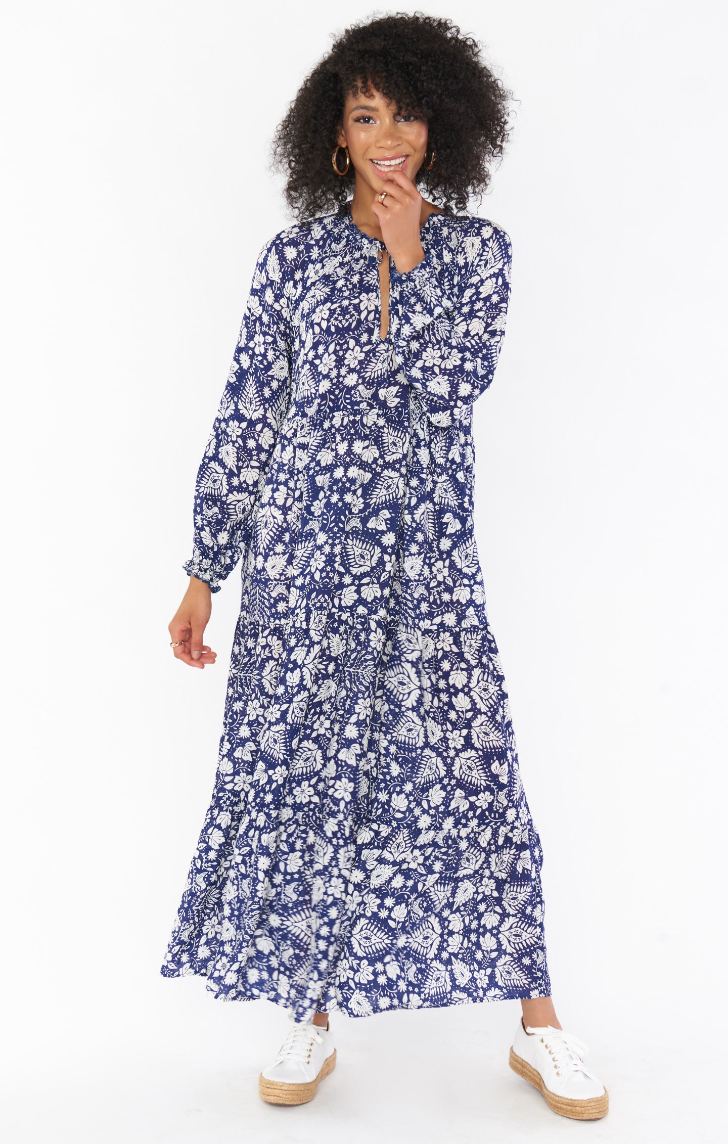 printed birdie maxi dress