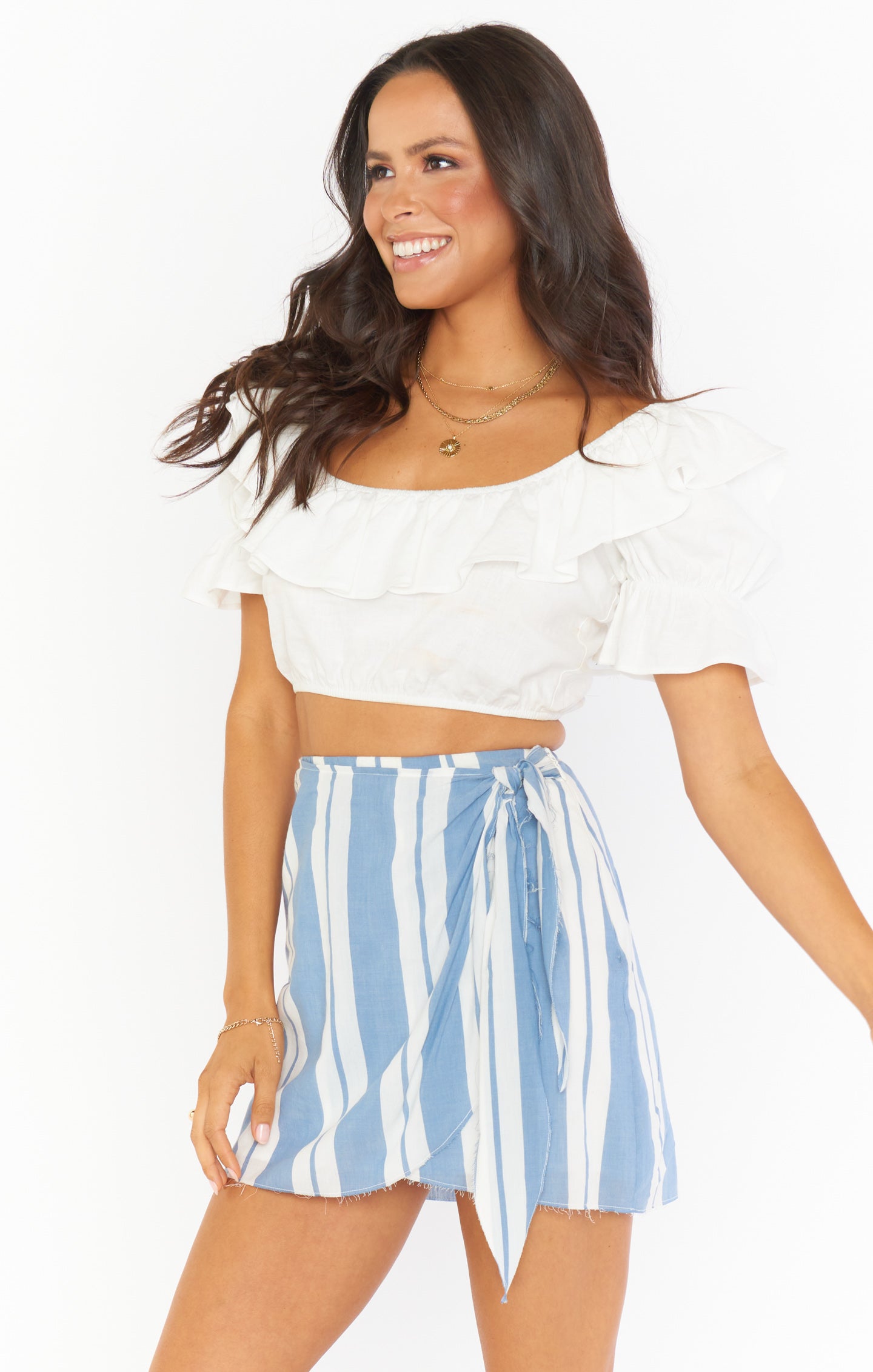 Iva Wrap Skirt ~ Sailboat Stripe