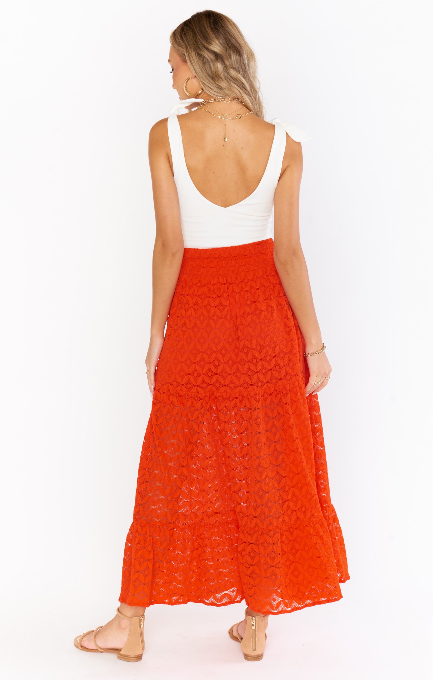 Melinda Maxi Skirt ~ Spacey Lacey Red