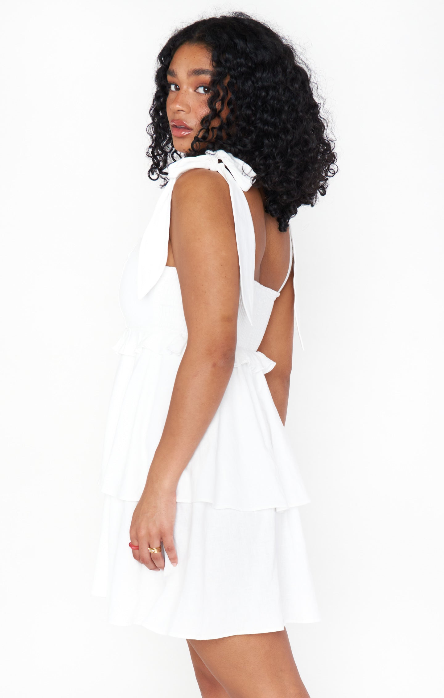 March Mini Dress ~ White Linen