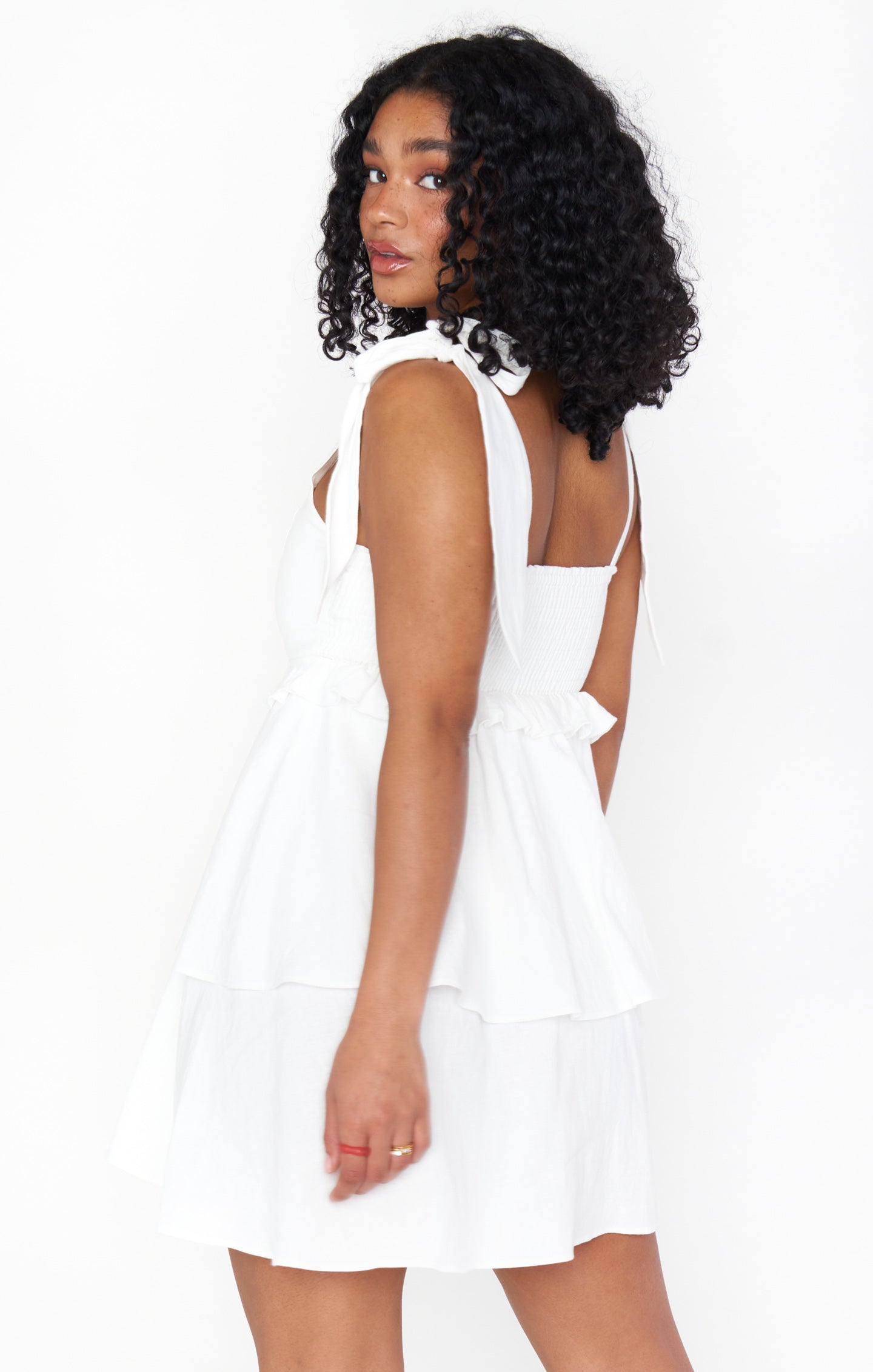 March Mini Dress ~ White Linen