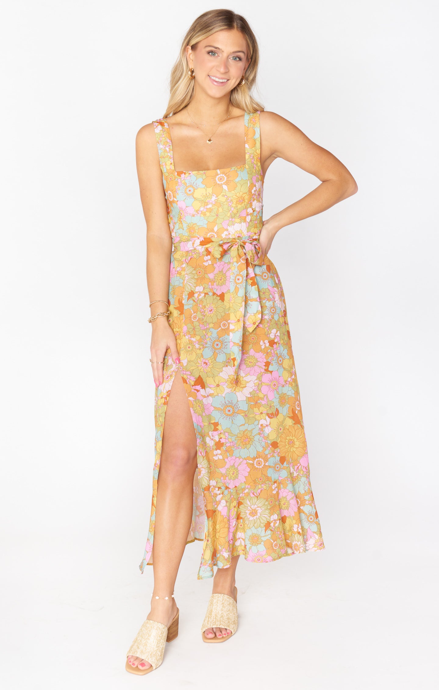 Claire Midi Dress ~ Groovy Blooms