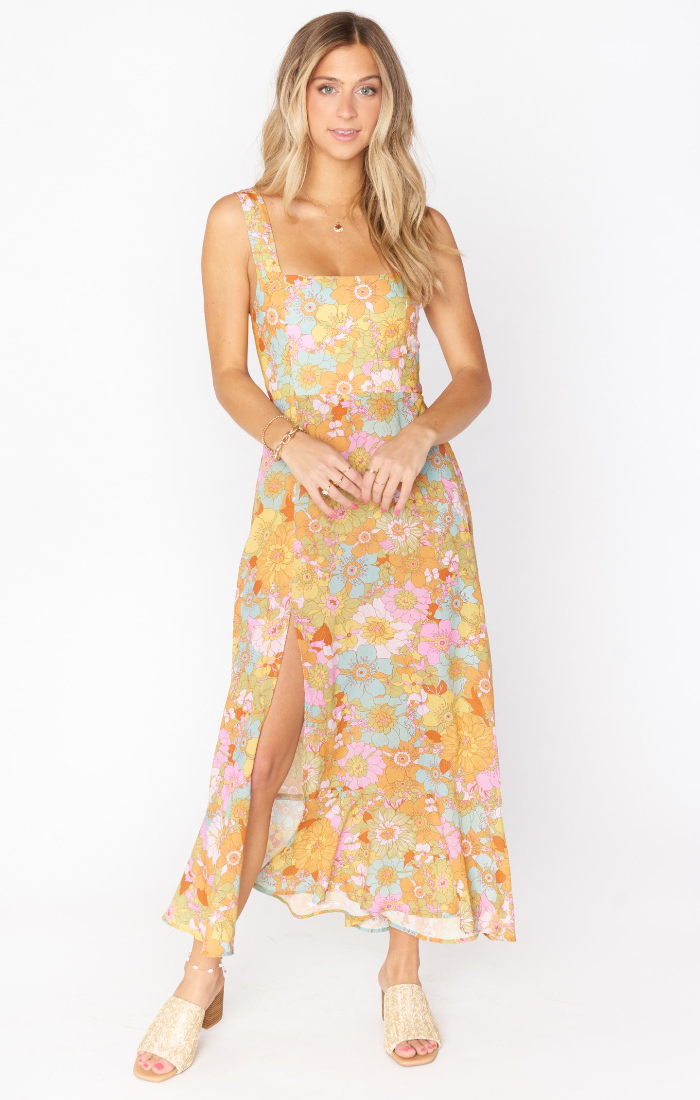 Claire Midi Dress ~ Groovy Blooms