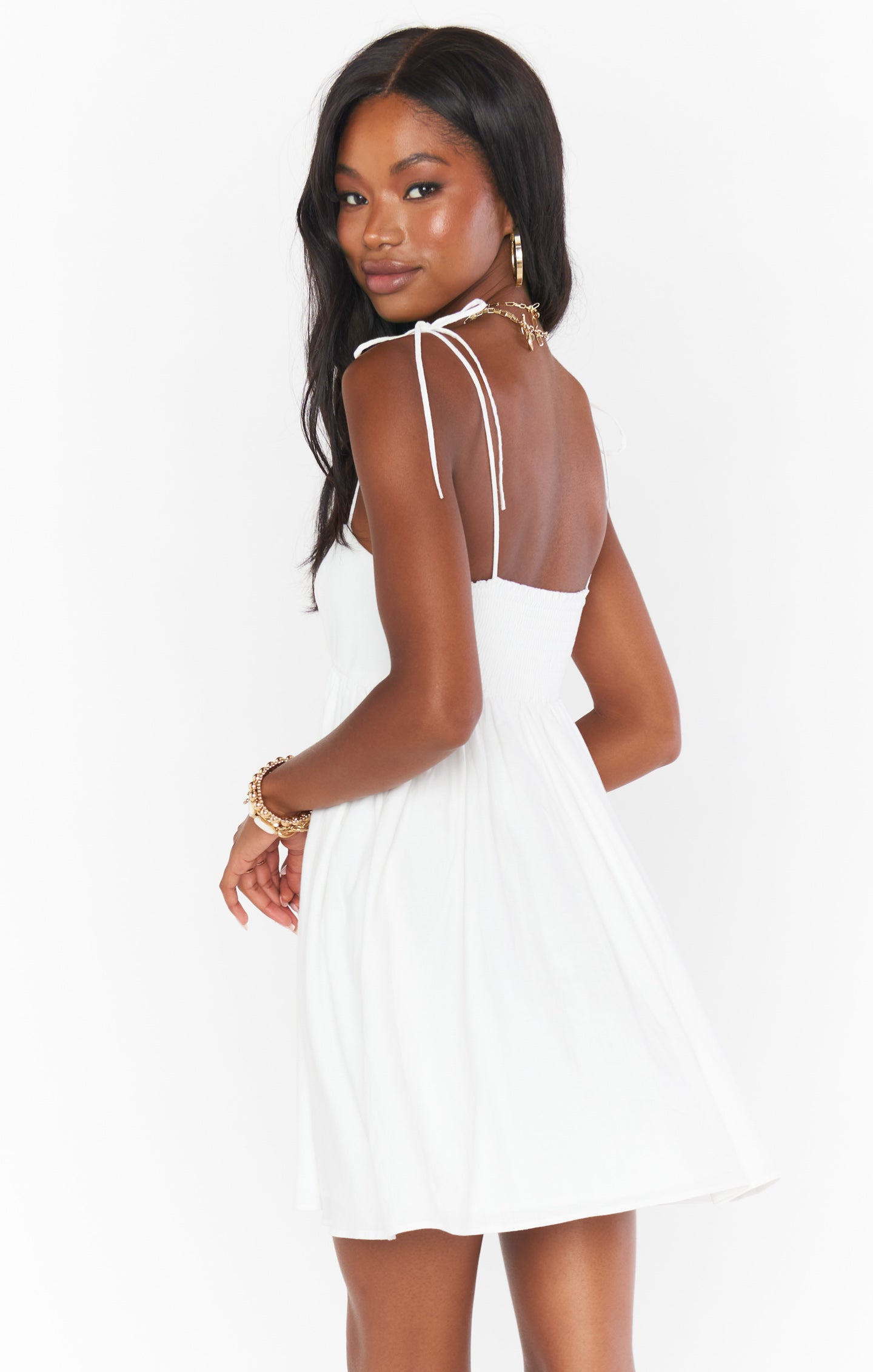 Gretchen Mini Dress ~ White Linen