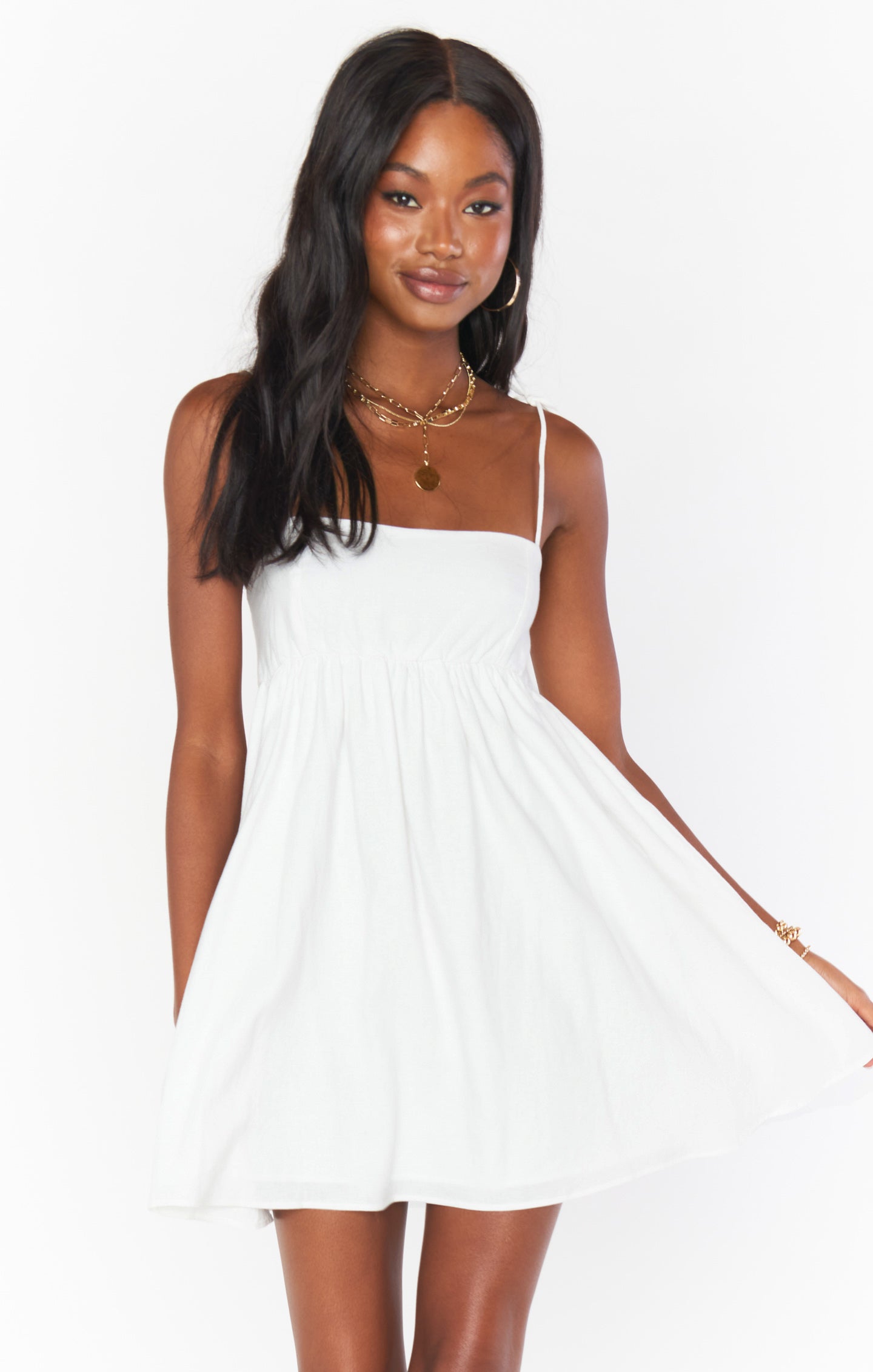 Gretchen Mini Dress ~ White Linen