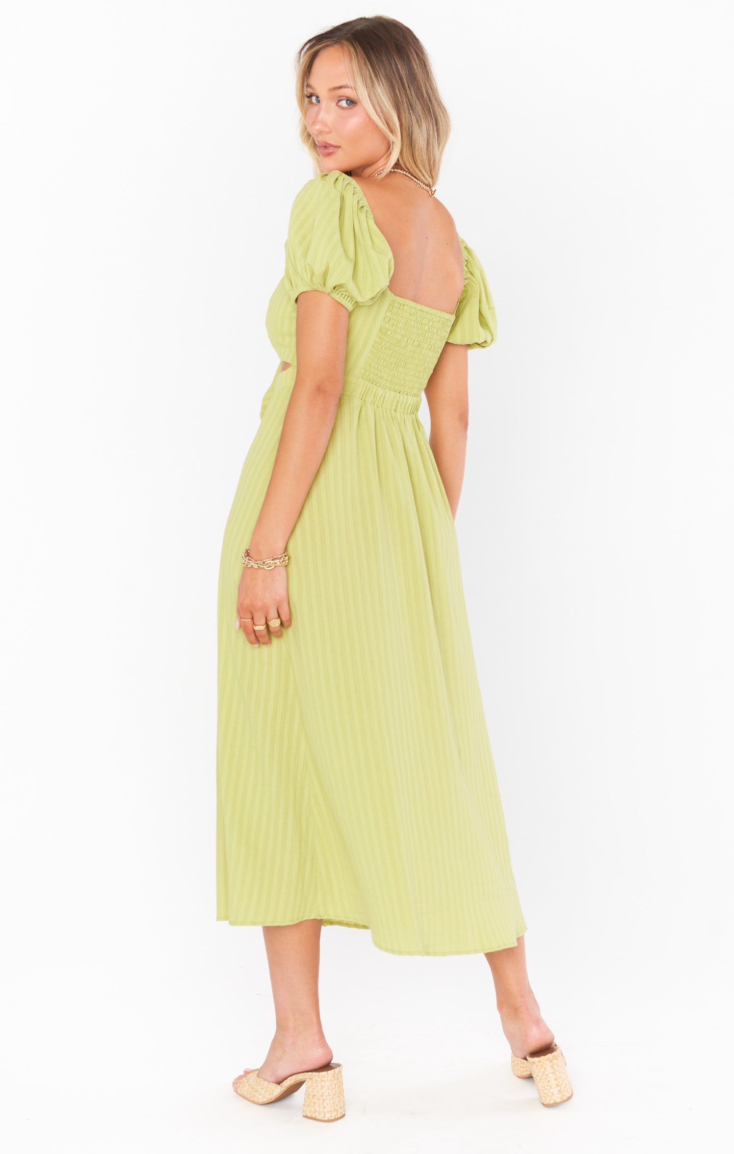 Gabrielle Tie Dress ~ Pear Green