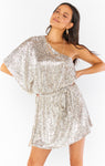 Sequined Flowy Belted Dress