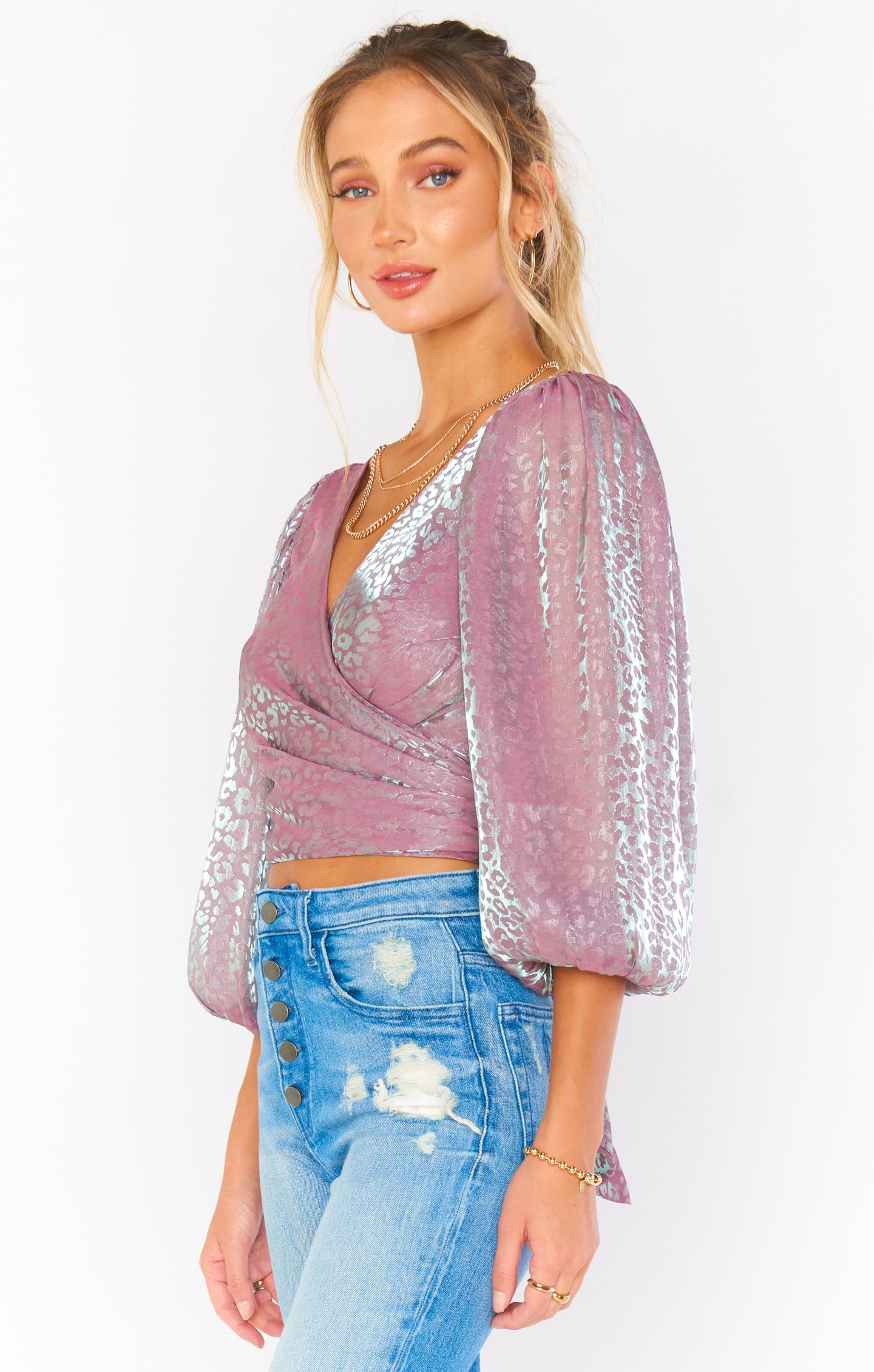 Joplin Top ~ Lilac Cheetah Organza