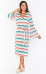 V-neck Knit Slit Beach Dress/Cover Up/Midi Dress
