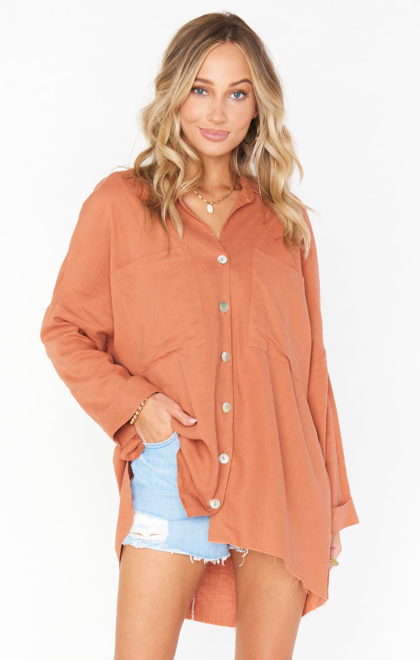 Johns Button Down Shirt ~ Rust Linen