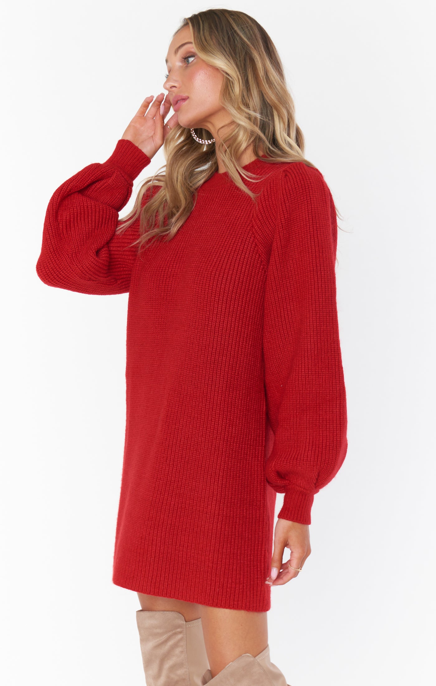 Dixon Sweater Dress ~ Red Knit