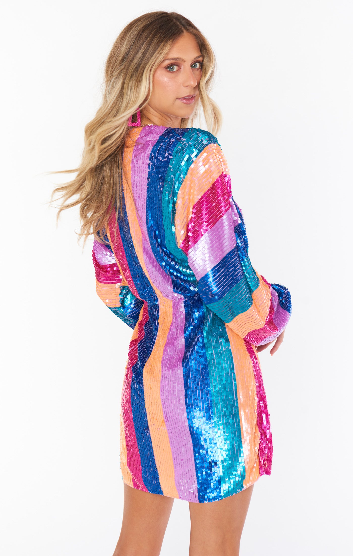 Kidman Mini Dress ~ Neon Stripe Sequins