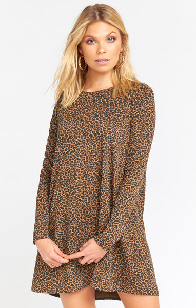 Flowy Winter Animal Cheetah Print Dress