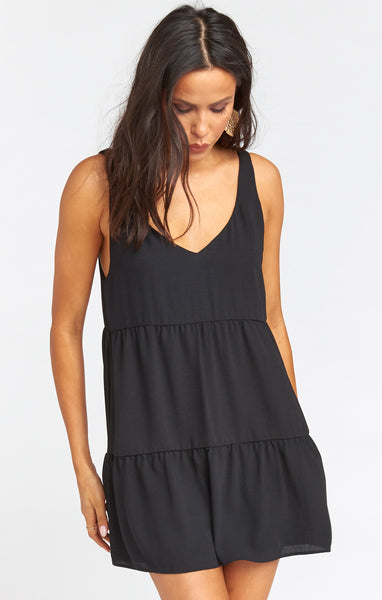 V-neck Flowy Tank Little Black Dress