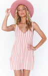 V-neck Short Striped Print Flowy Tiered Tank Cover Up