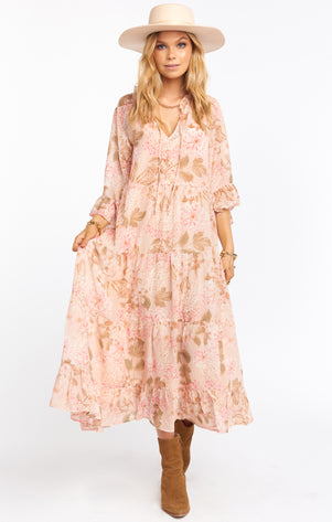 boho blush maxi dress