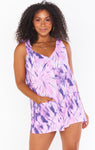 Tie Dye Print Self Tie Sleeveless Romper