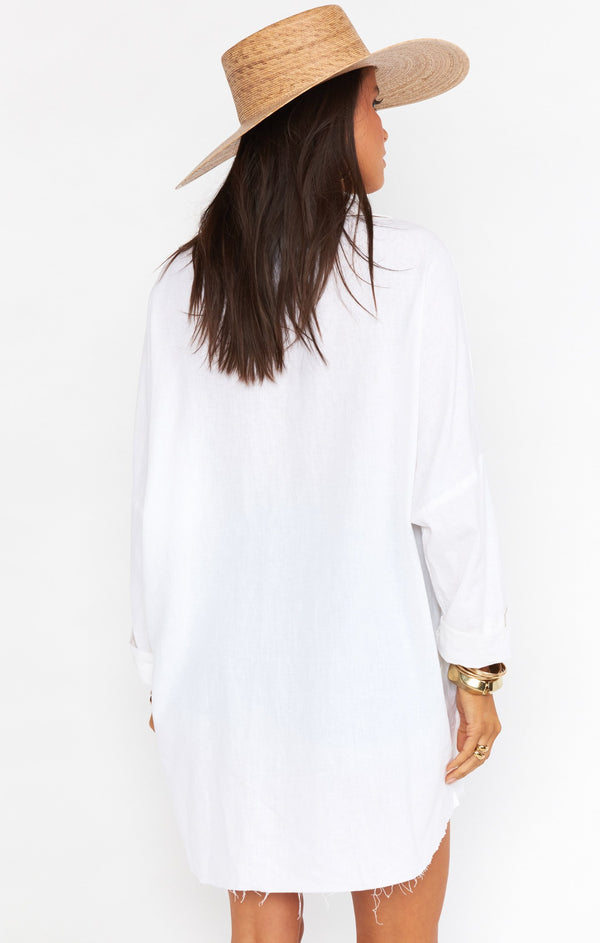 Johns Button Down Shirt ~ White Linen – Show Me Your Mumu