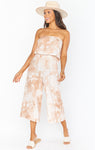 Strapless Elasticized Waistline Tie Dye Print Jumpsuit