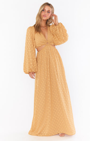 Dots Print Cutout Maxi Dress