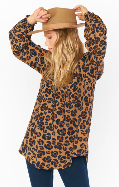 Denim Animal Cheetah Print Flowy Tunic