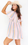 Babydoll Short Striped Print Dress