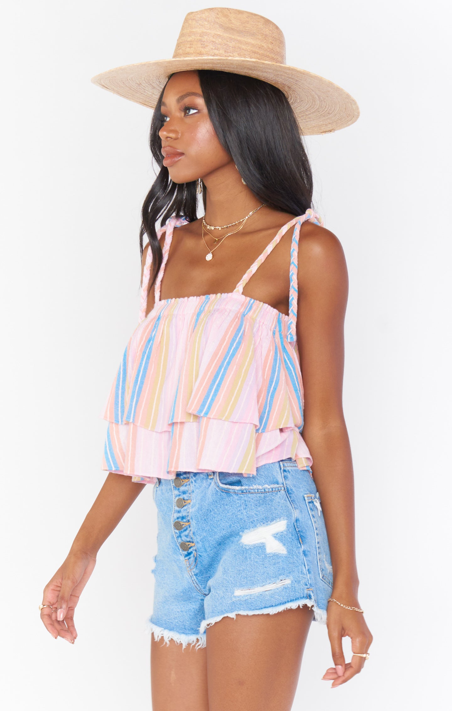 Klum Ruffle Top ~ Paradise Stripe