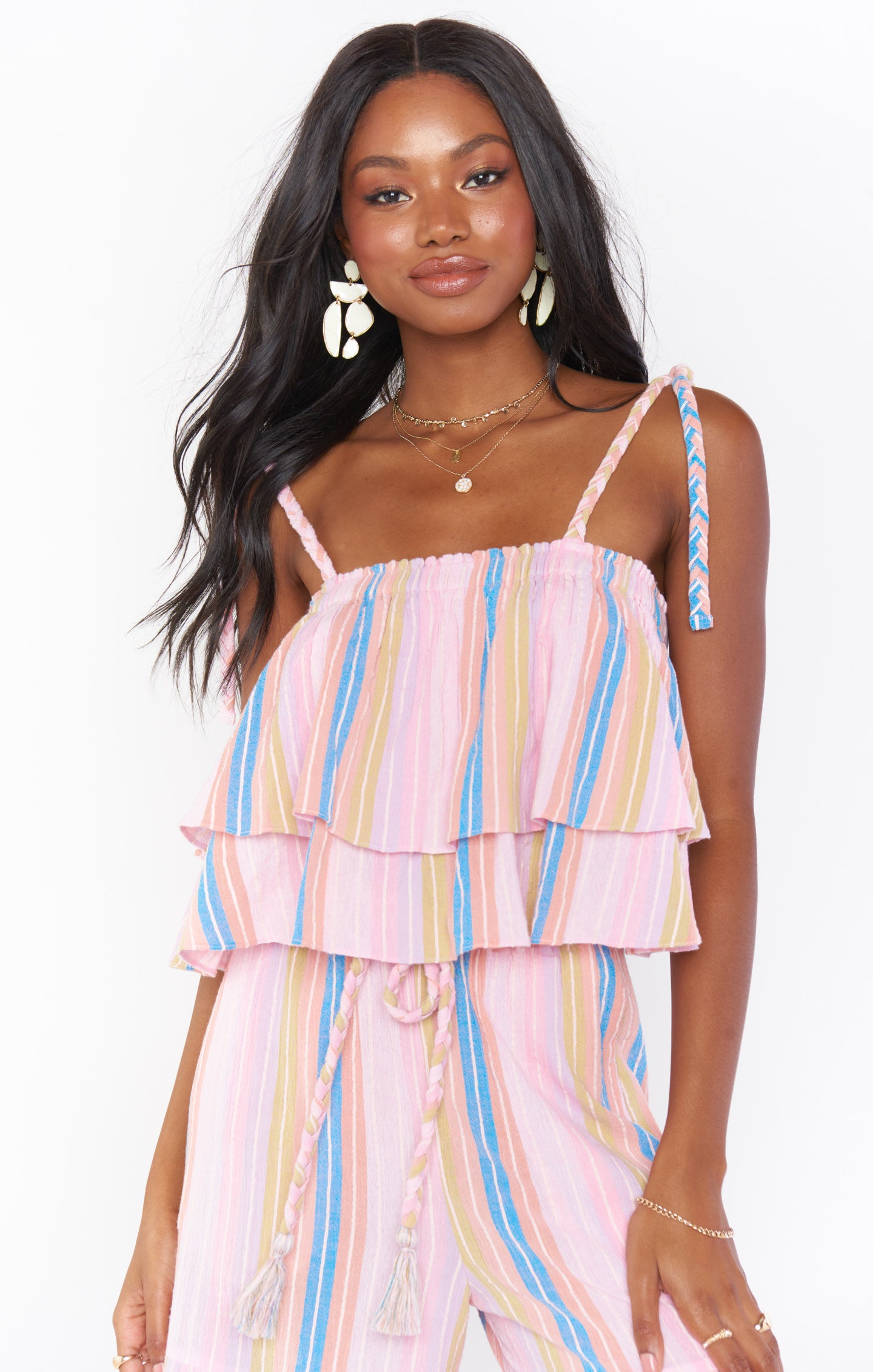 Klum Ruffle Top ~ Paradise Stripe