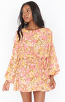 Dolman Sleeves Short Flowy Bubble Dress Floral Print Dress