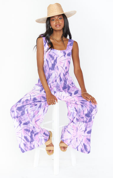 Tie Dye Print Pocketed Summer Thick Straps Jumpsuit