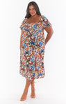 Smocked Flowy Slit Flutter Sleeves General Print Dress by Show Me Your Mumu