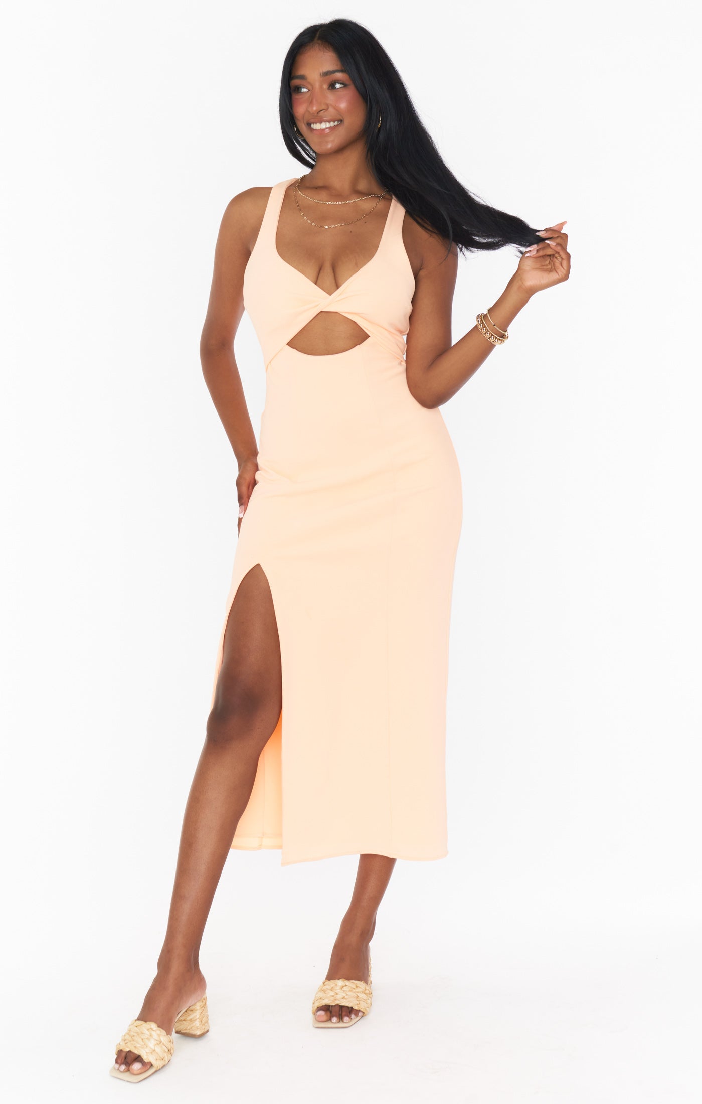 Luca Midi Dress ~ Cantaloupe Stretch