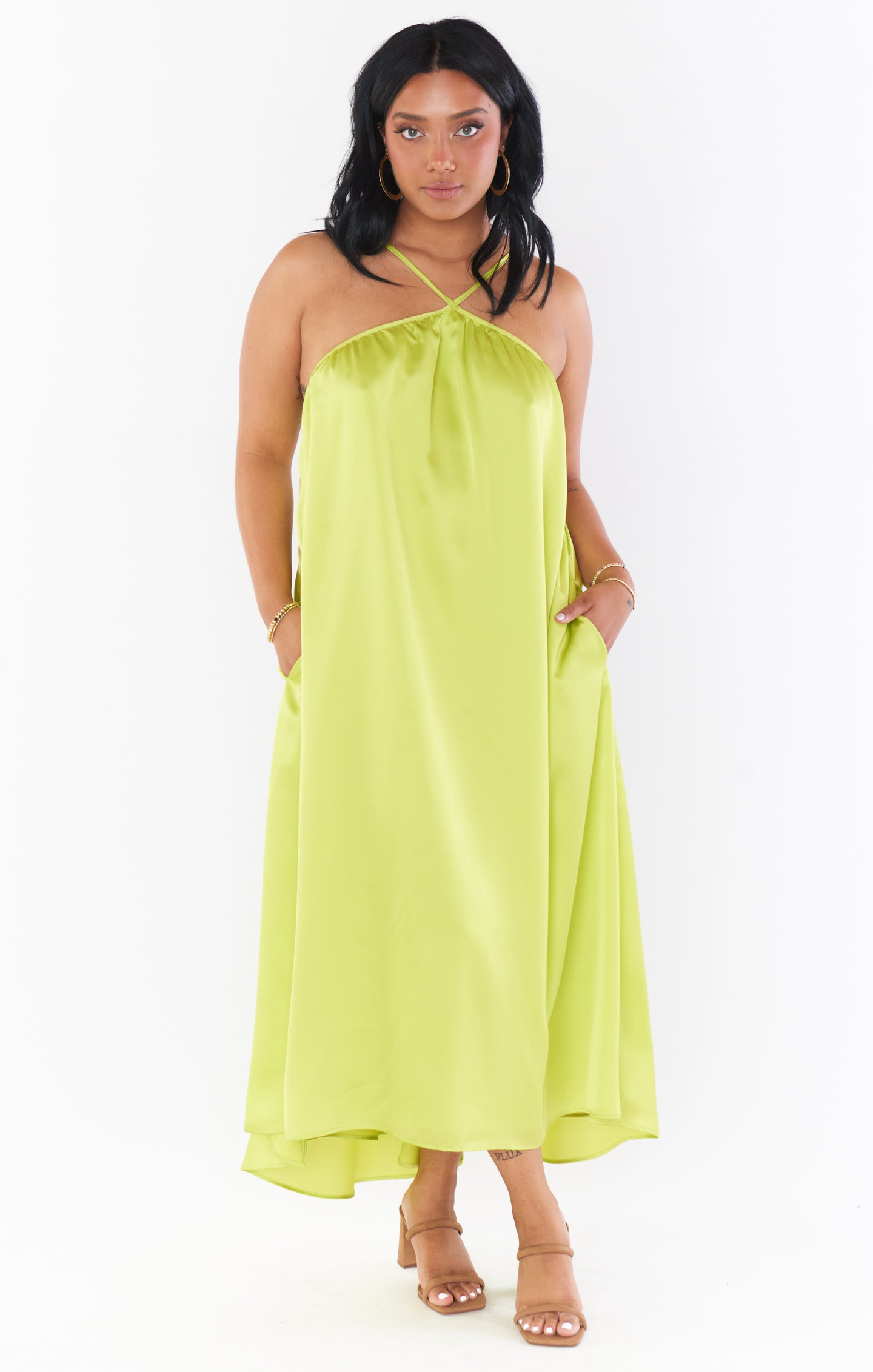 Lexington Midi Dress ~ Citrine Luxe Satin