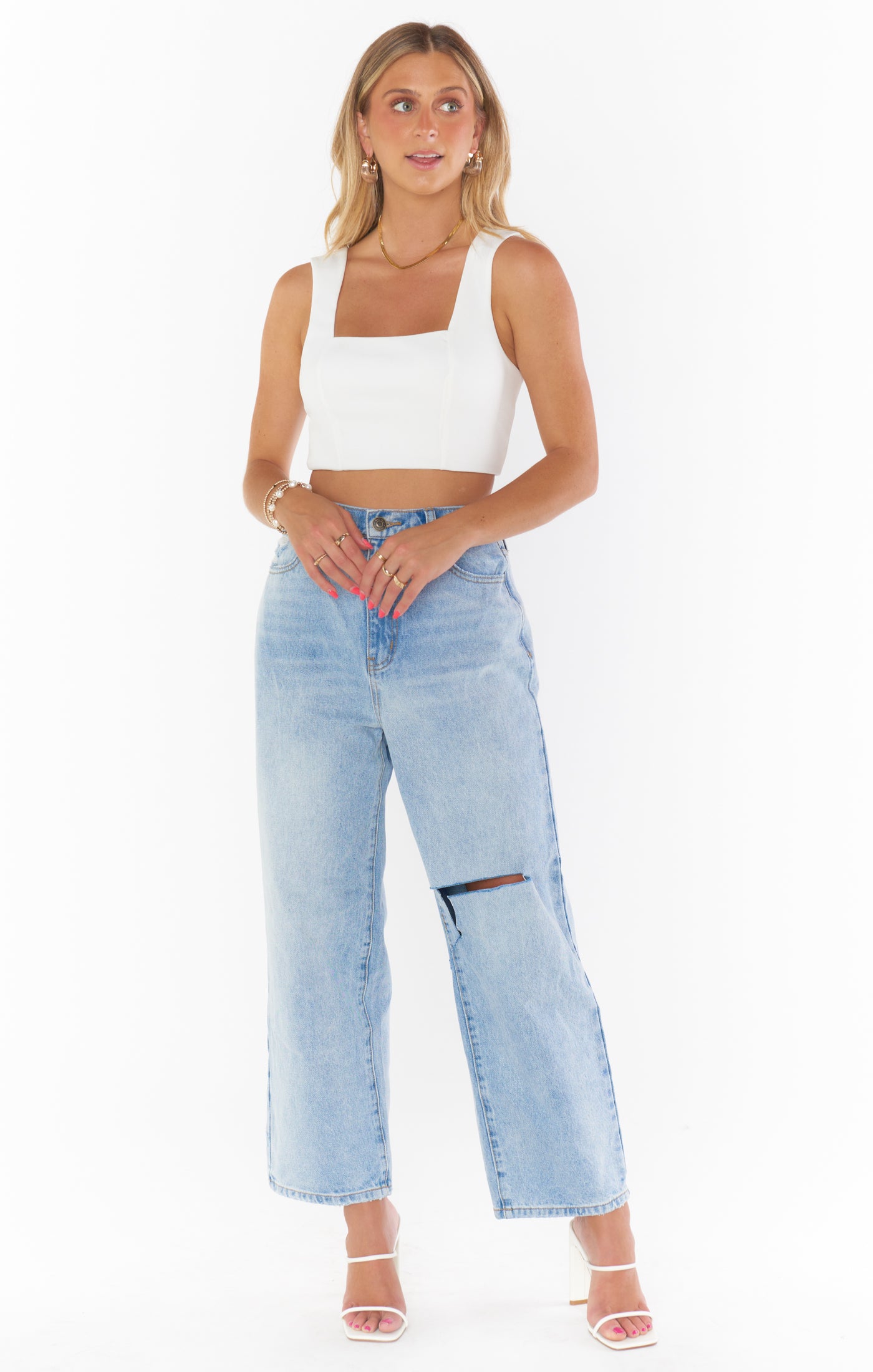 Ansley Crop Top ~ White Stretch