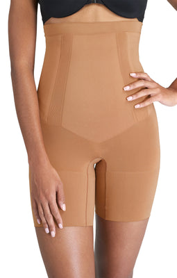 SPANX Suit Your Fancy Plunge Low-Back Mid-Thigh Bodysuit ~ Champagne B
