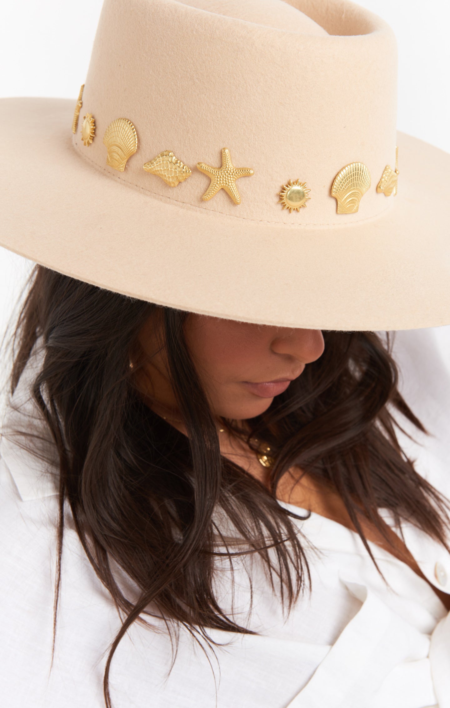 Lack of Color Seaside Concho Boater Hat ~ Ivory