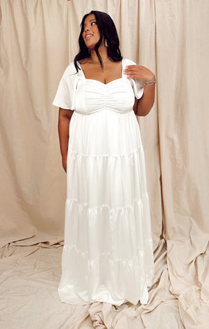 Mia Plus Size Maternity Dress Ivory