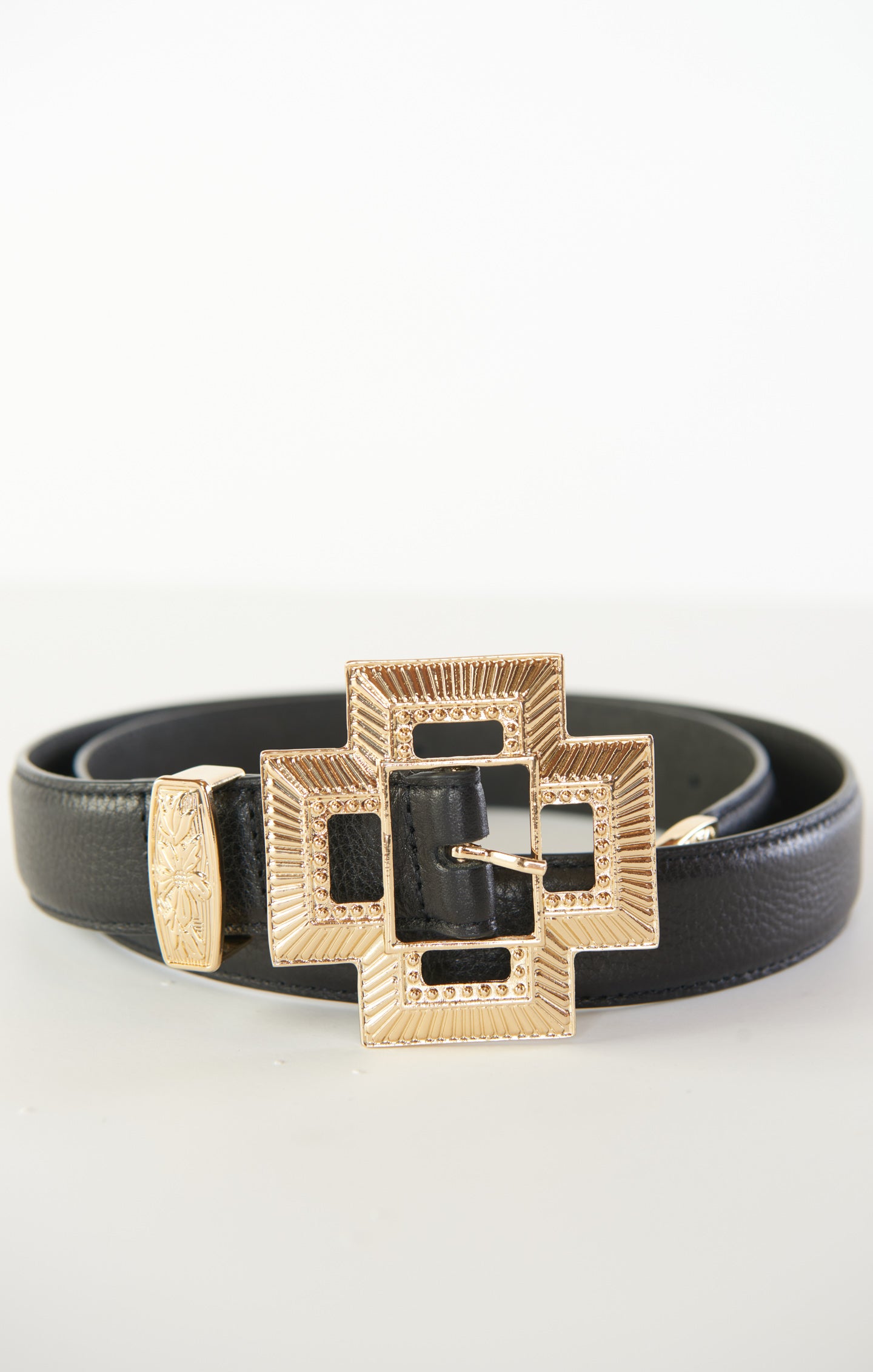 Luv AJ The Cross Buckle Belt ~ Black/Gold