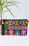 Woven Clutch Bag With Tassel~ Black