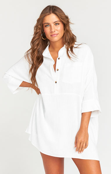 Button Front Slit Pocketed Summer Linen Tunic