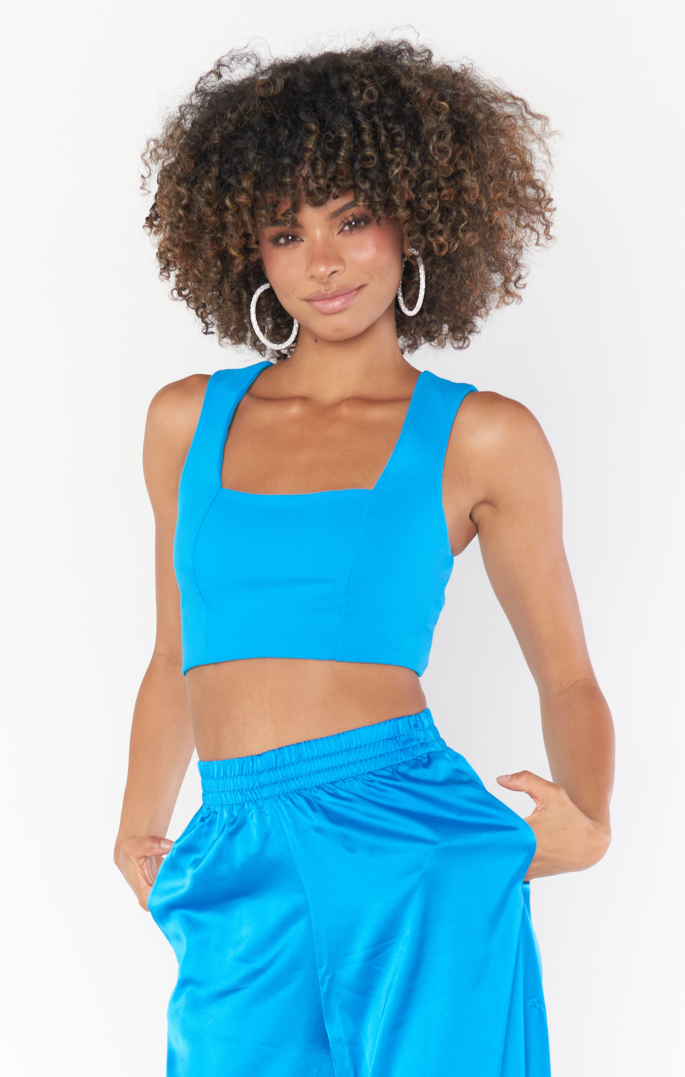 Ansley Crop Top ~ Blue Stretch