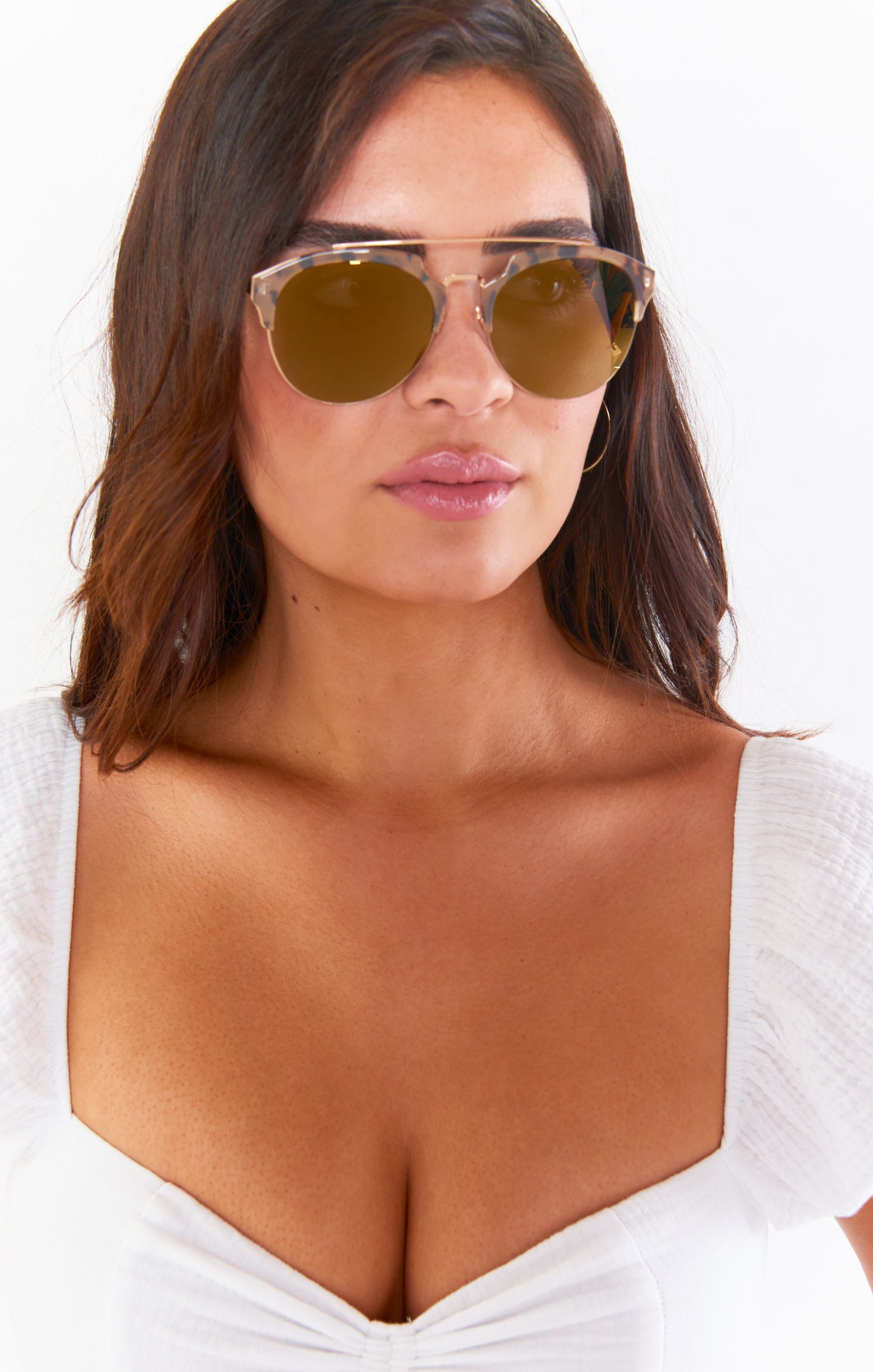 Harlow Aviator Sunglasses ~ Amber Tort