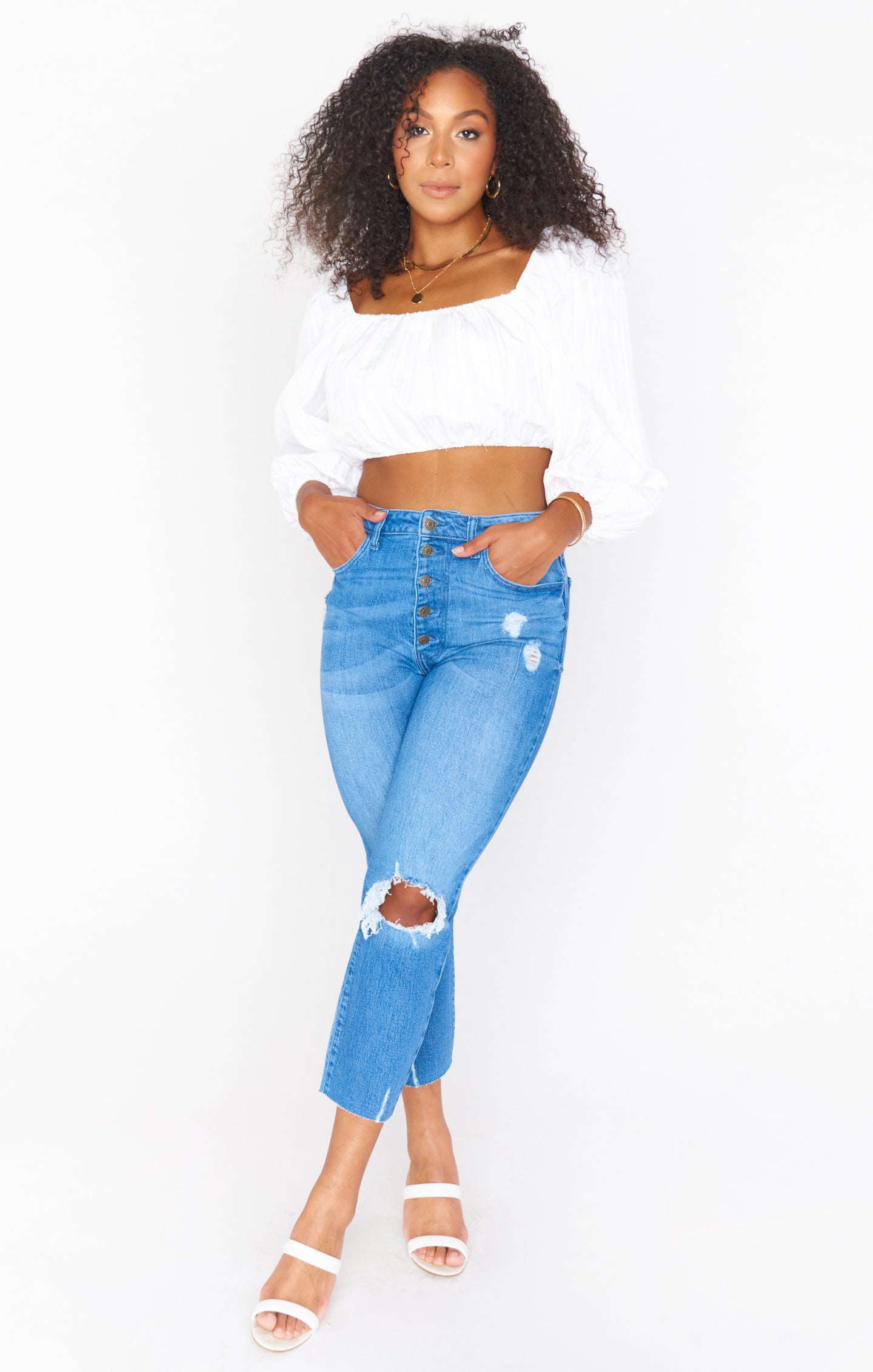 Keepsake Crop Top ~ White Crinkle