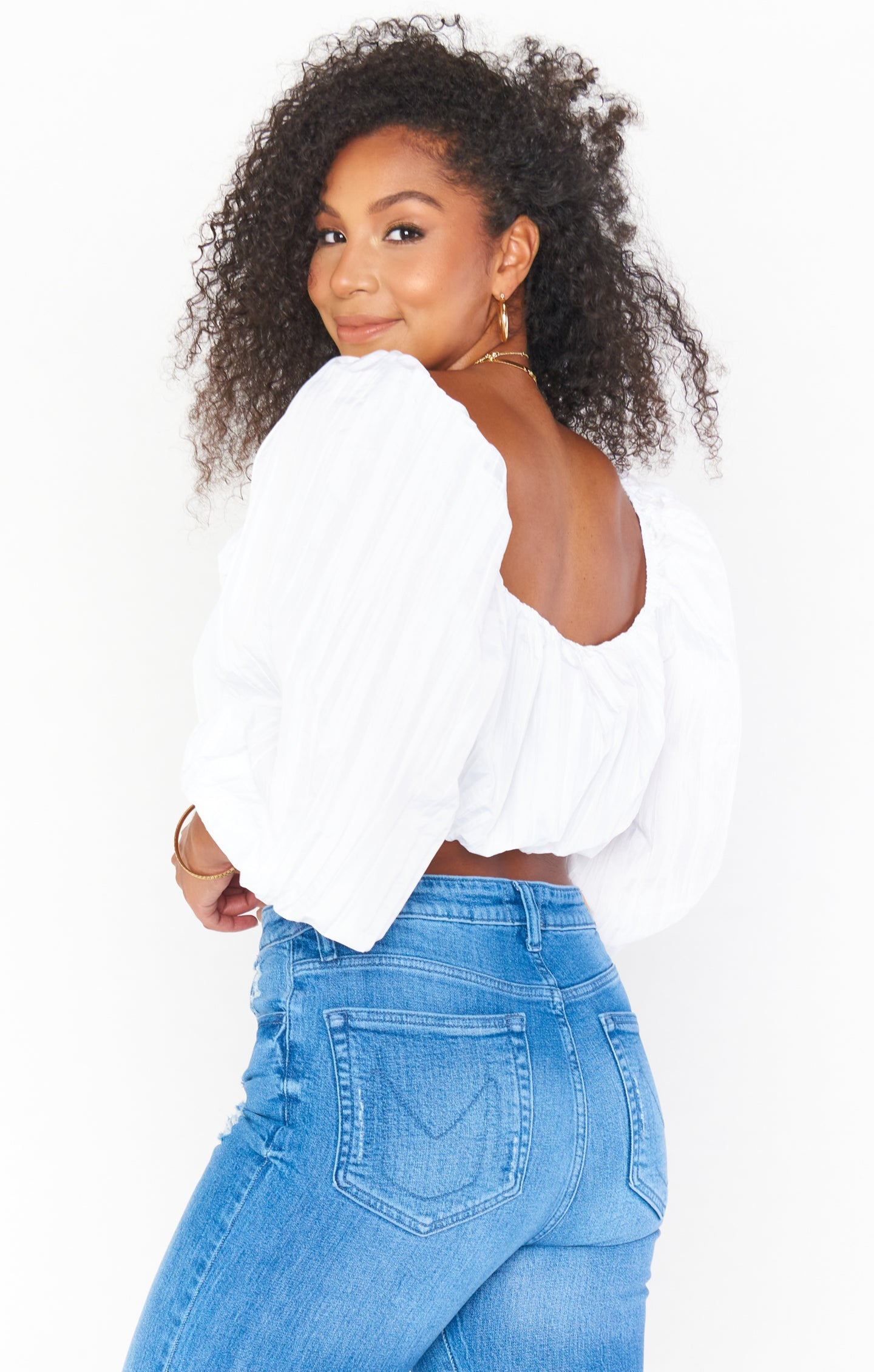 Keepsake Crop Top ~ White Crinkle