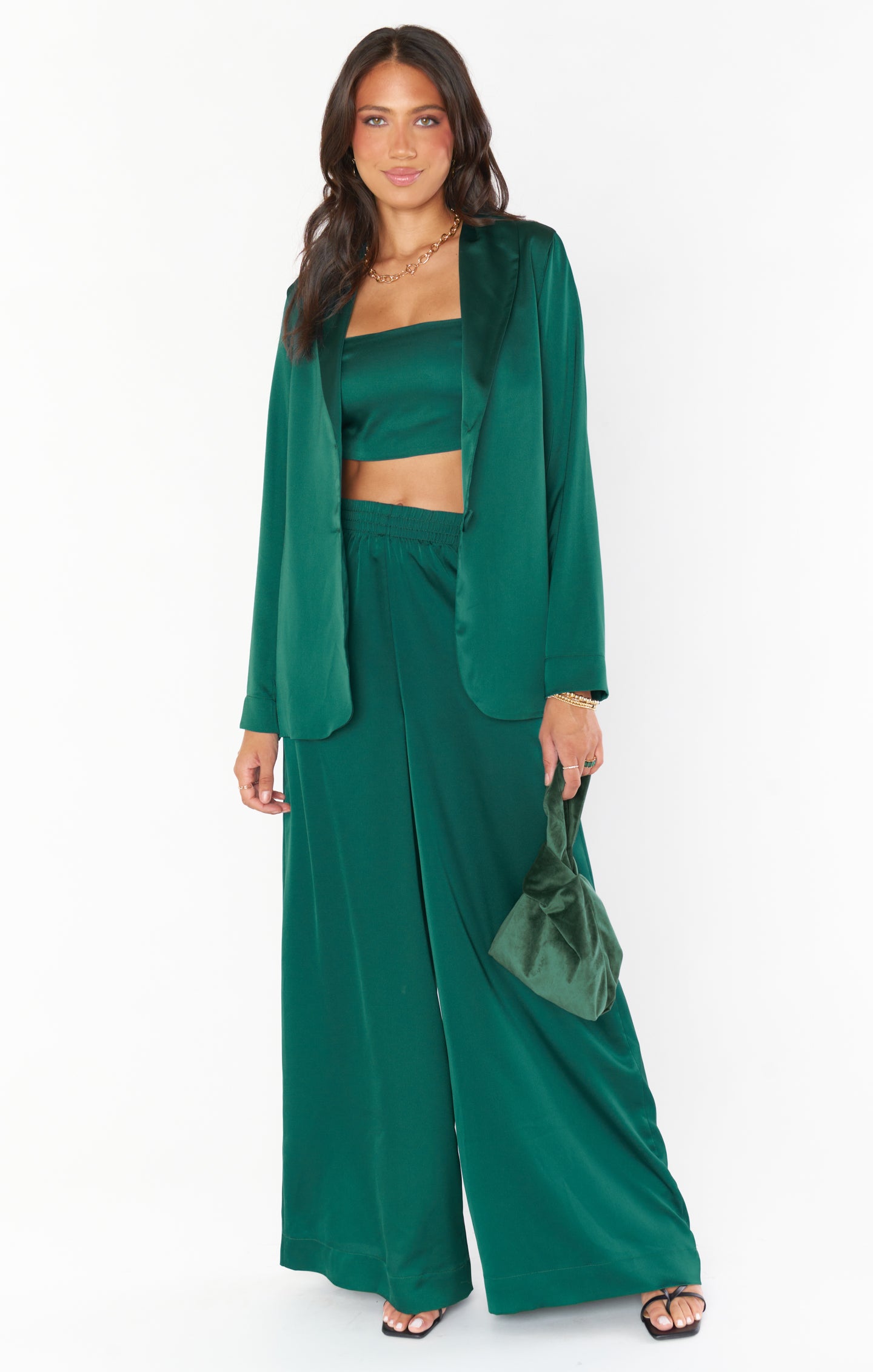 Irwin Pants ~ Emerald Luxe Satin