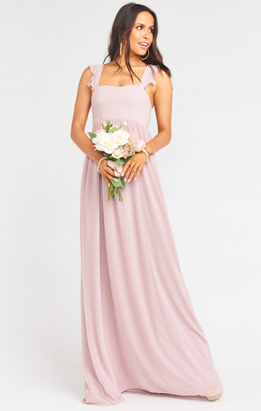 Smocked Empire Waistline Full-Skirt Chiffon Bridesmaid Dress/Maxi Dress With Ruffles