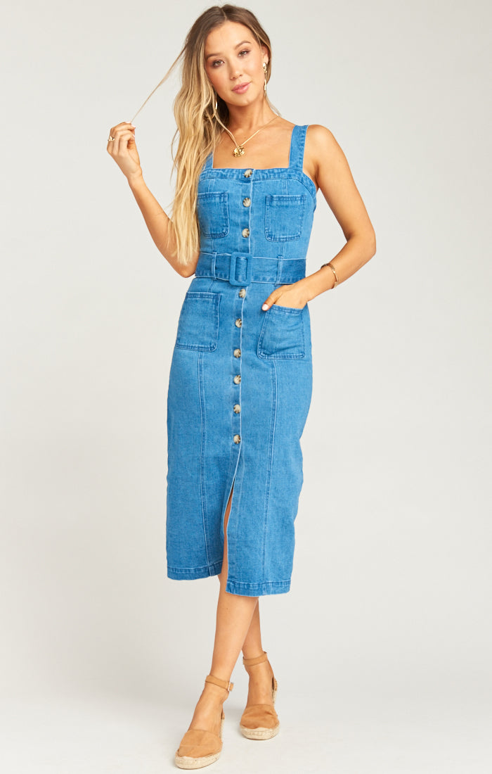 show me your mumu denim dress