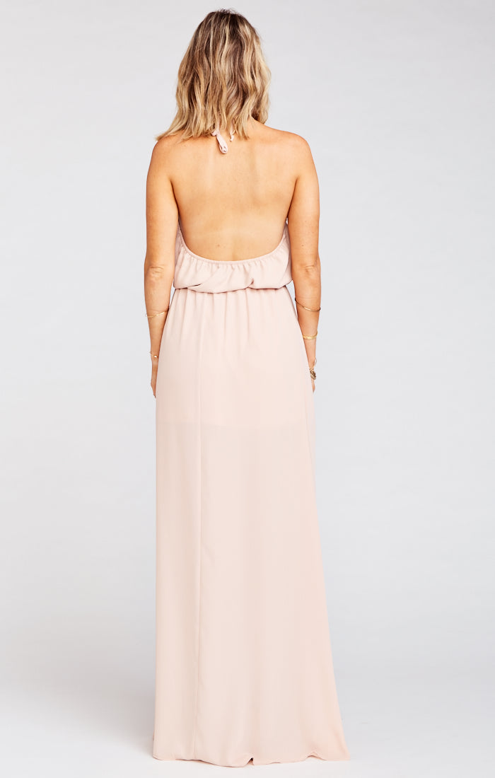 Heather Halter Dress ~ Dusty Blush Crisp