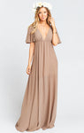 Open-Back Empire Waistline Flutter Sleeves Chiffon Maxi Dress