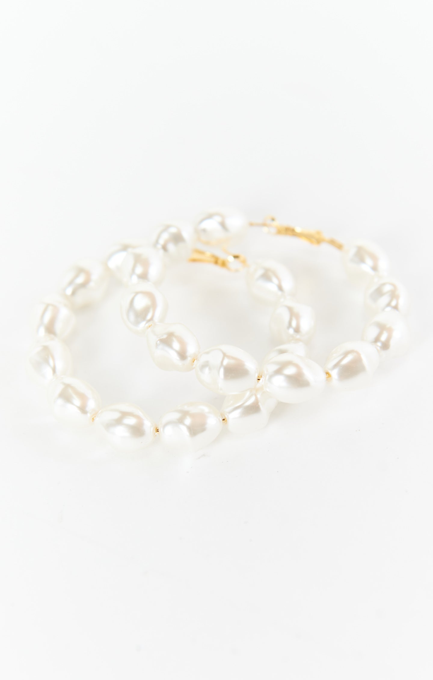 ALV Jewels XL Pearl Hoop Earrings ~ Ivory & Gold